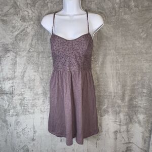 American Eagle Lace Bodice Mini Dress Mauve Purple Sz Small Boho Fairy Y2K
